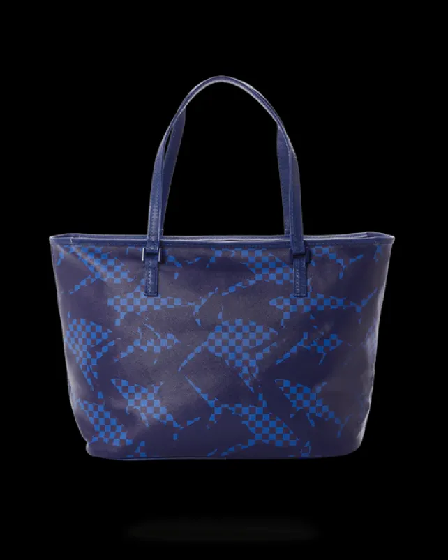 TOTES>SPRAYGROUND SHARK CHECK (BLUE) TOTE