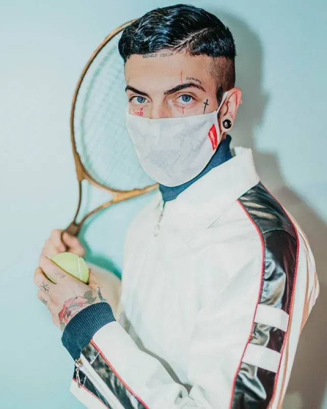 FACE MASKS>SPRAYGROUND SHARK CHECK (WHITE) FACE MASK