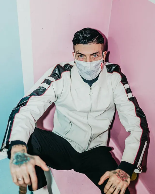 FACE MASKS>SPRAYGROUND SHARK CHECK (WHITE) FACE MASK