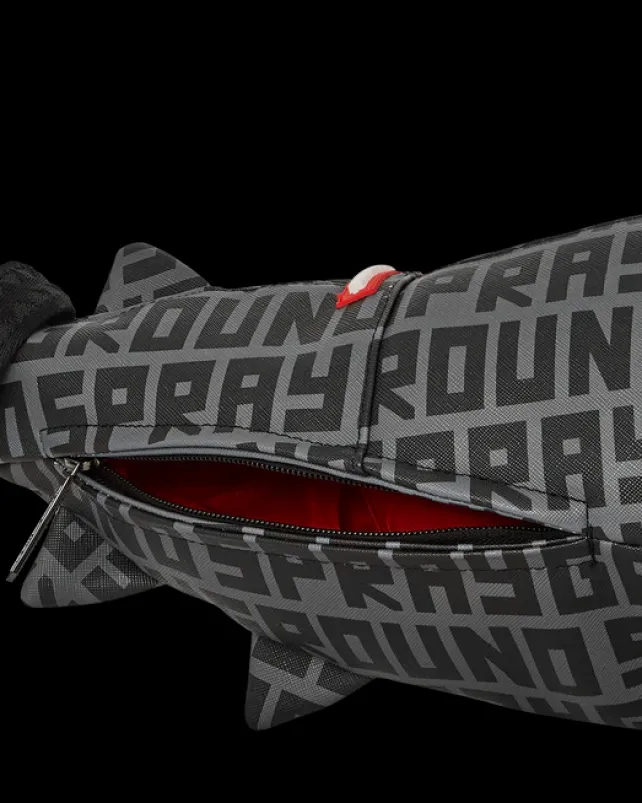 DUFFLES>SPRAYGROUND SHARKFINITY STEALTH PILOT SHARK SHAPE DUFFLE