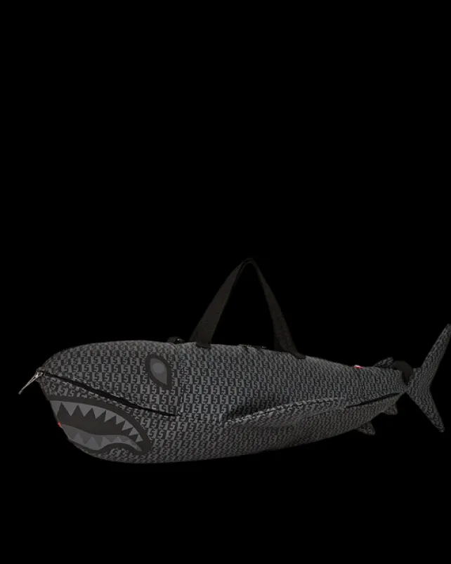 DUFFLES>SPRAYGROUND SHARKFINITY STEALTH PILOT SHARK SHAPE DUFFLE