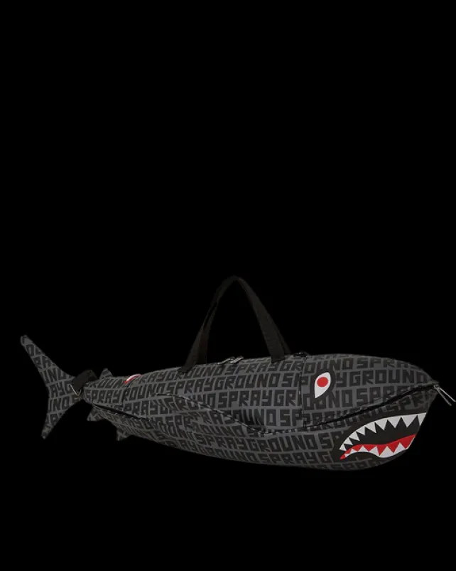 DUFFLES>SPRAYGROUND SHARKFINITY STEALTH PILOT SHARK SHAPE DUFFLE
