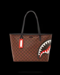 TOTES>SPRAYGROUND SHARKS AND SKULLS TOTE