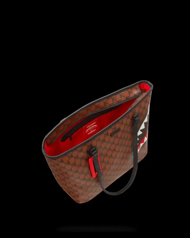 TOTES>SPRAYGROUND SHARKS AND SKULLS TOTE
