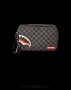 TOILETRIES AKA MONEY BAGS>SPRAYGROUND SHARKS IN PARIS (BLACK CHECKERED EDITION) TOILETRY AKA MONEY BAGS