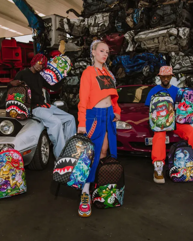 BACKPACKS>SPRAYGROUND SHARKS IN PARIS CHARACTERS SNEAKIN BACKPACK (DLXV)
