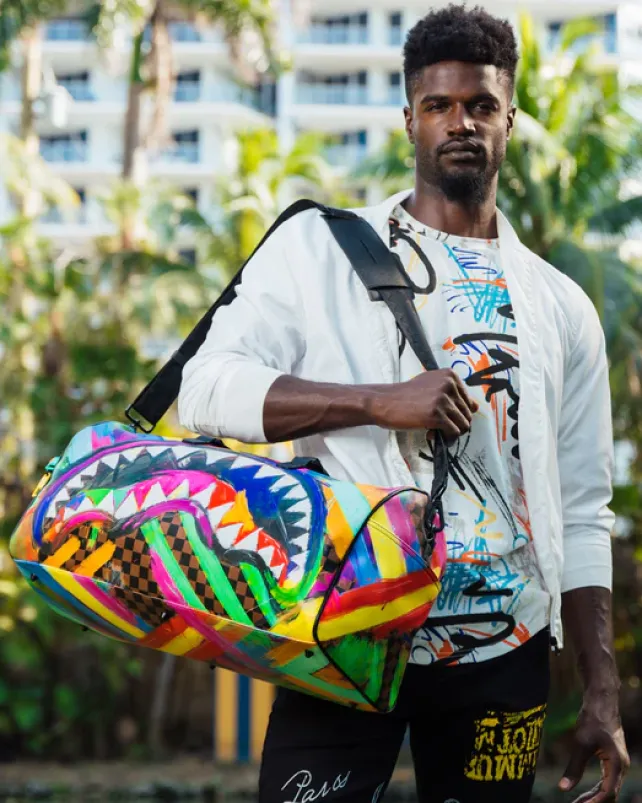 DUFFLES>SPRAYGROUND SHARKS IN PARIS CITY STREAKS DUFFLE
