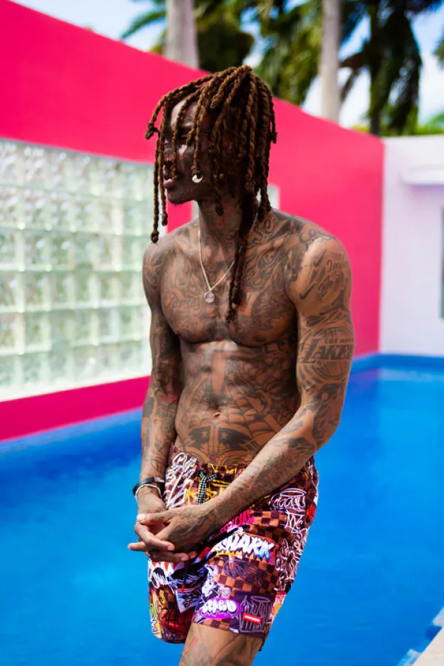 SWIMWEAR>SPRAYGROUND SHARKS IN PARIS JETSKI SWIM TRUNKS