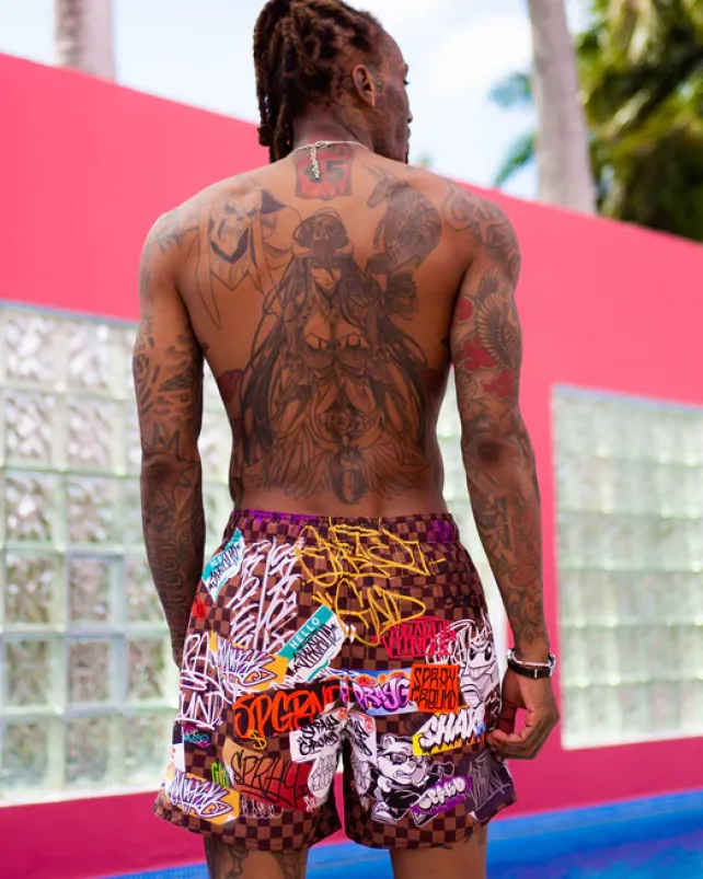 SWIMWEAR>SPRAYGROUND SHARKS IN PARIS JETSKI SWIM TRUNKS