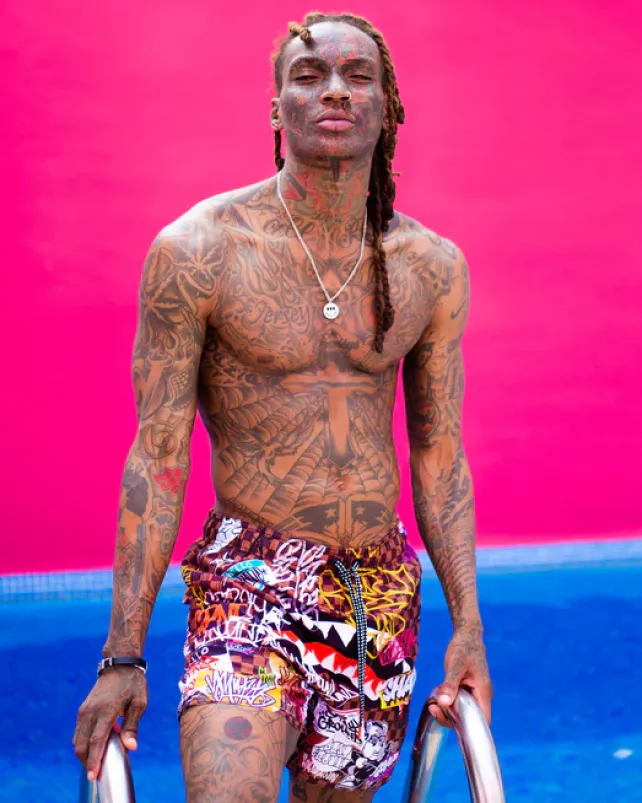 SWIMWEAR>SPRAYGROUND SHARKS IN PARIS JETSKI SWIM TRUNKS