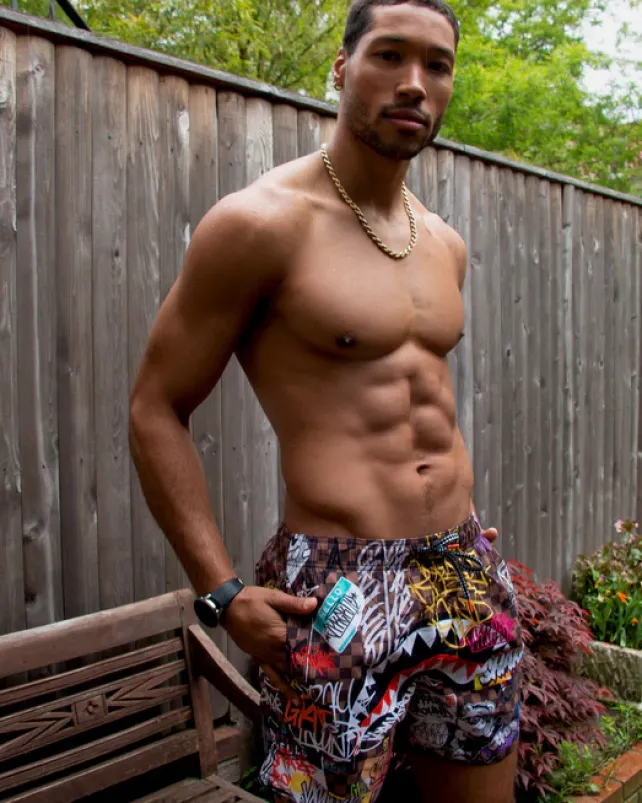SWIMWEAR>SPRAYGROUND SHARKS IN PARIS JETSKI SWIM TRUNKS
