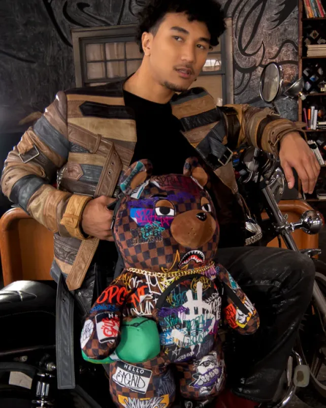 TEDDY BEAR BACKPACKS|BACKPACKS>SPRAYGROUND SHARKS IN PARIS THE RIZZ MONEYBEAR TEDDYBEAR BACKPACK