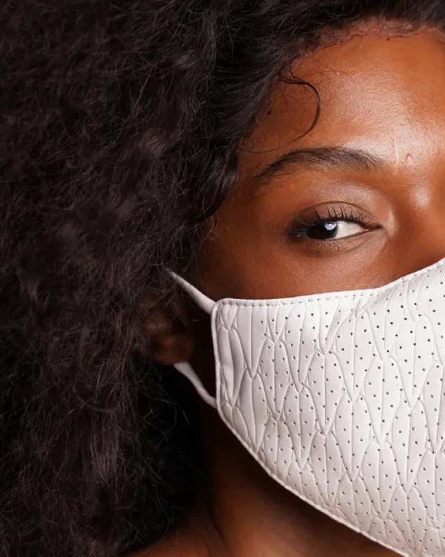 FACE MASKS>SPRAYGROUND SHARKS OF THE WORLD VEGAN LEATHER FACE MASK