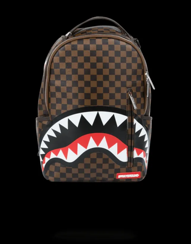 BACKPACKS>SPRAYGROUND SLEEK SHARKS IN PARIS (BROWN)