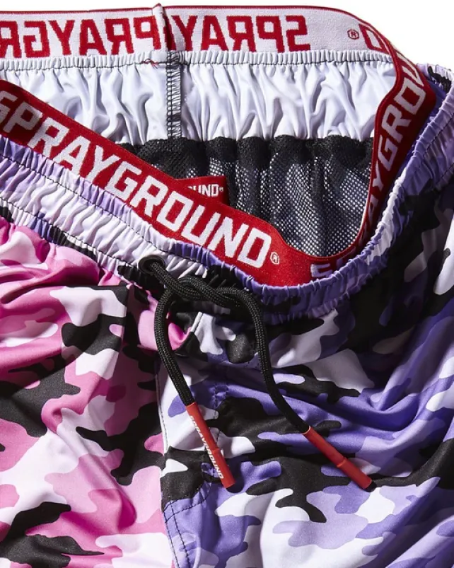 SWIMWEAR>SPRAYGROUND SPLIT CAMO CORTO SWIM TRUNKS