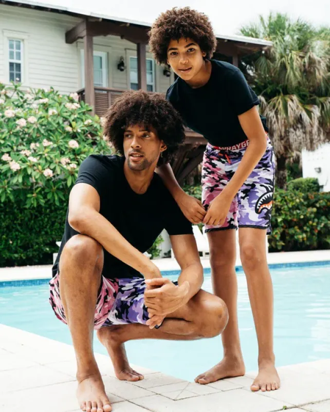 SWIMWEAR>SPRAYGROUND SPLIT CAMO CORTO SWIM TRUNKS