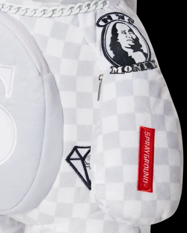 TEDDY BEAR BACKPACKS|BACKPACKS>SPRAYGROUND SPLIT THE CHECK (PEARL) MONEYBEAR TEDDYBEAR BACKPACK