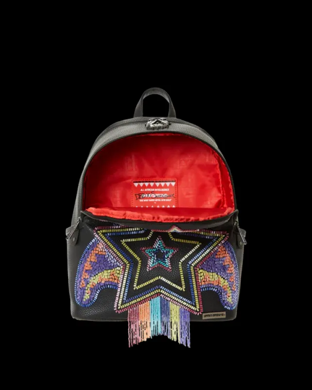 SAVAGES|BACKPACKS>SPRAYGROUND STAR RACER A.I.7 SANDFLOWER COLLAB BEADED SAVAGE BACKPACK