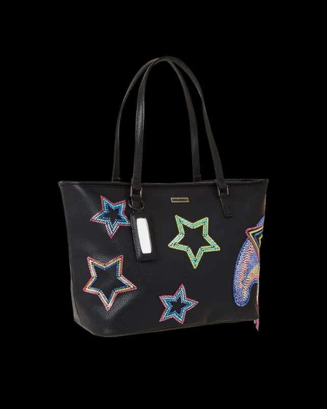 TOTES|HANDBAGS>SPRAYGROUND STAR RACER A.I.7 SANDFLOWER COLLAB BEADED TOTE