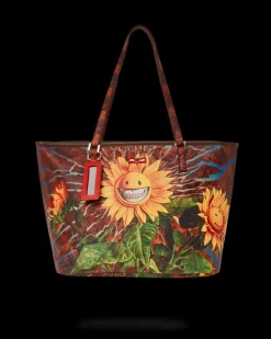 TOTES|HANDBAGS>SPRAYGROUND SUNFLOWER GRIN RON ENGLISH COLLAB TOTE