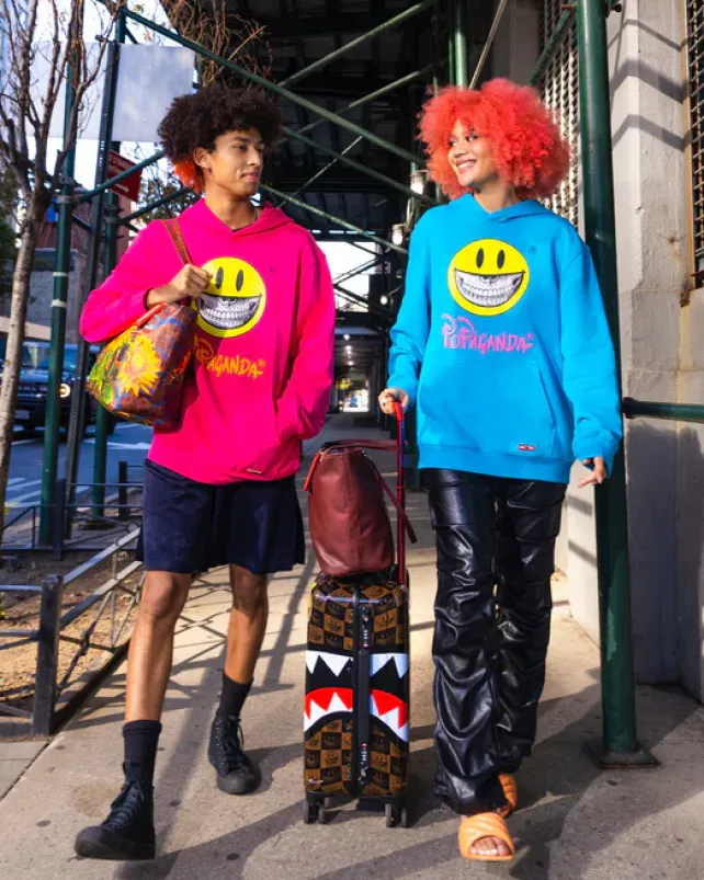 TOTES|HANDBAGS>SPRAYGROUND SUNFLOWER GRIN RON ENGLISH COLLAB TOTE