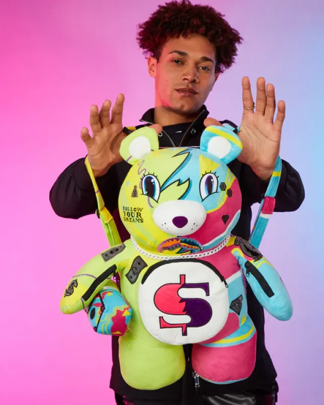 TEDDY BEAR BACKPACKS|BACKPACKS>SPRAYGROUND SUPER WEIRD MONEYBEAR TEDDYBEAR BACKPACK