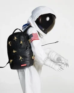 BACKPACKS>SPRAYGROUND THE LOST IN SPACE BACKPACK (10 3D GOLD METAL ASTRONAUTS)