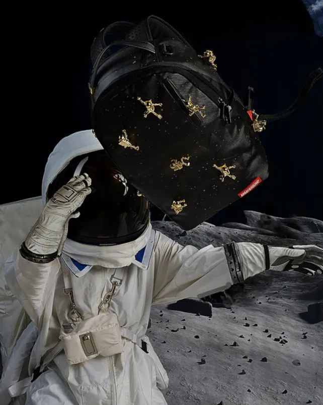 BACKPACKS>SPRAYGROUND THE LOST IN SPACE BACKPACK (10 3D GOLD METAL ASTRONAUTS)