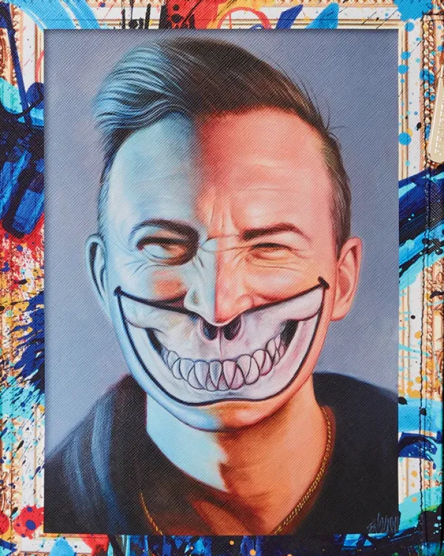 BACKPACKS>SPRAYGROUND THE RARE DBD GRIN SHARK PORTRAIT BY RON ENGLISH- SUPER LIMITED EDITION