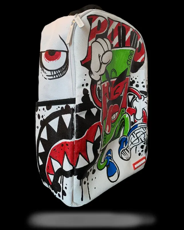 BACKPACKS>SPRAYGROUND THE DIY WHITE BACKPACK (VEGAN LEATHER u0026 INNER MONEY LINING) u0026 MARKERS INCLUDED