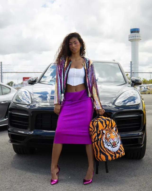 BACKPACKS>SPRAYGROUND TIGER COZY VELOUR FUR BACKPACK