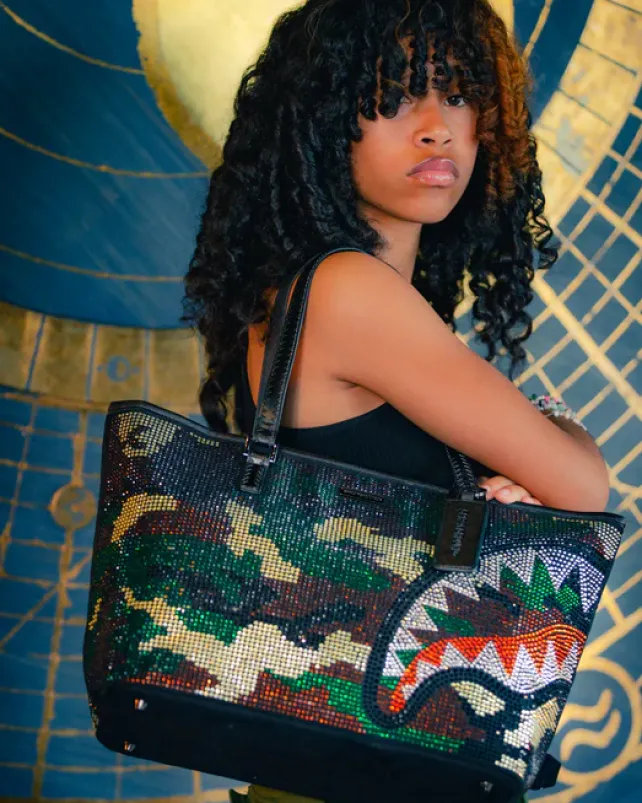 HANDBAGS|TOTES>SPRAYGROUND TRINITY CAMO TOTE