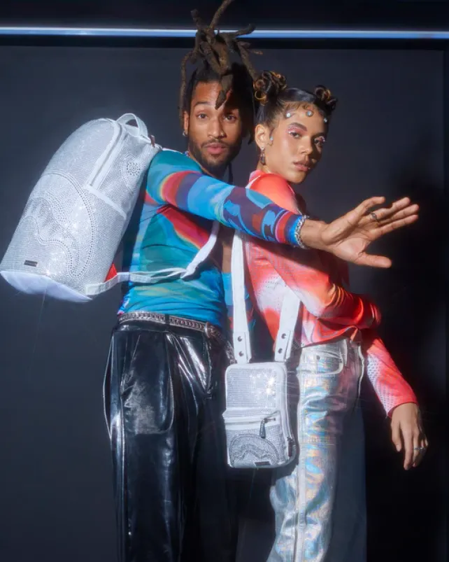 SLINGS|CROSSBODYS>SPRAYGROUND TRINITY CRYSTAL SLING