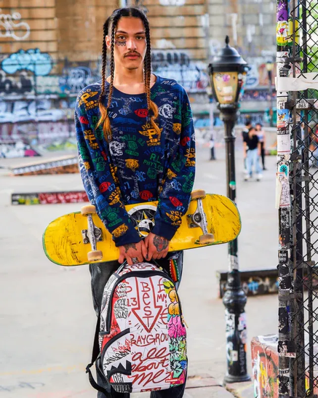 BACKPACKS>SPRAYGROUND TRI-SPLIT GRAFFITI BACKPACK (DLXV)