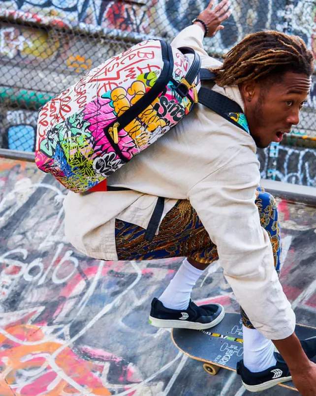 BACKPACKS>SPRAYGROUND TRI-SPLIT GRAFFITI BACKPACK (DLXV)