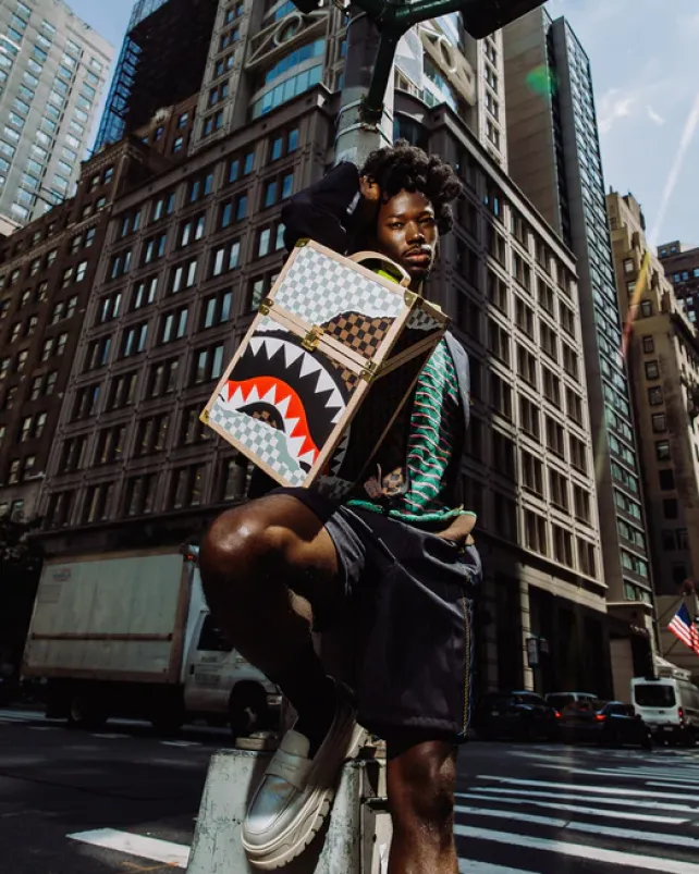 BACKPACKS>SPRAYGROUND UNSTOPPABLE ENDEAVORS II CHATURANGA SHARK 1900 BACKPACK