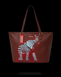 TOTES|HANDBAGS>SPRAYGROUND ZEBRA ELEPHANT RON ENGLISH COLLAB TOTE