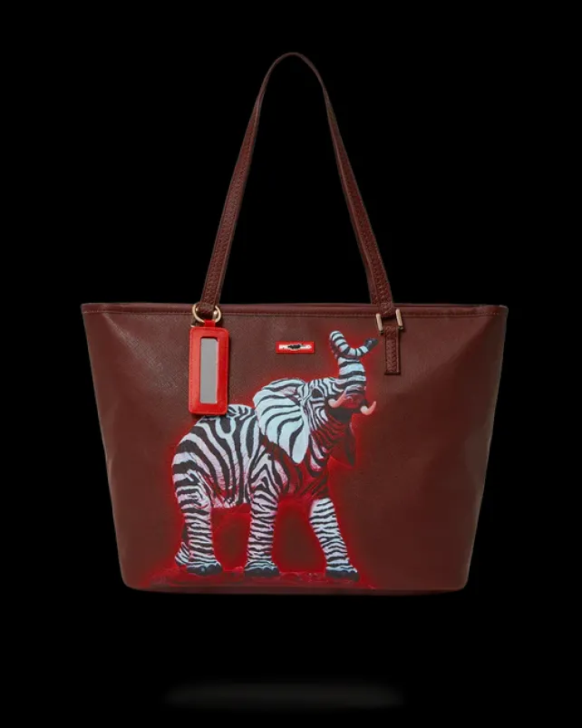 TOTES|HANDBAGS>SPRAYGROUND ZEBRA ELEPHANT RON ENGLISH COLLAB TOTE