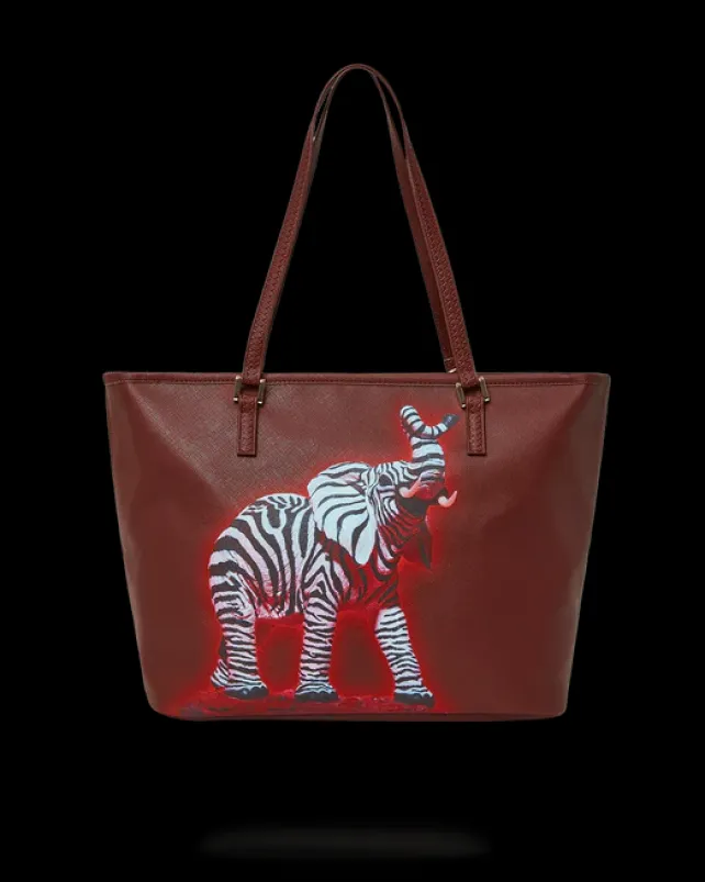 TOTES|HANDBAGS>SPRAYGROUND ZEBRA ELEPHANT RON ENGLISH COLLAB TOTE
